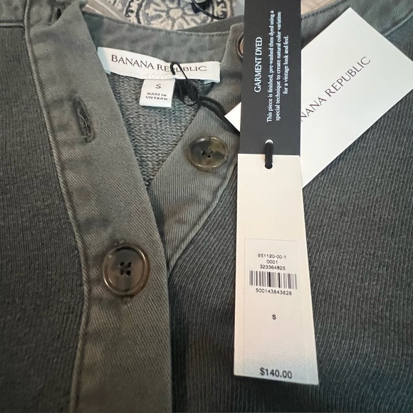 NWT Banana Republic French Terry Henley Sweatshirt S Yosemite Green $140 - Picture 5 of 13